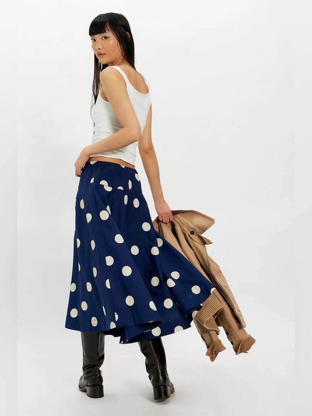 Free People Betty Drop-Waist Midi Skirt
